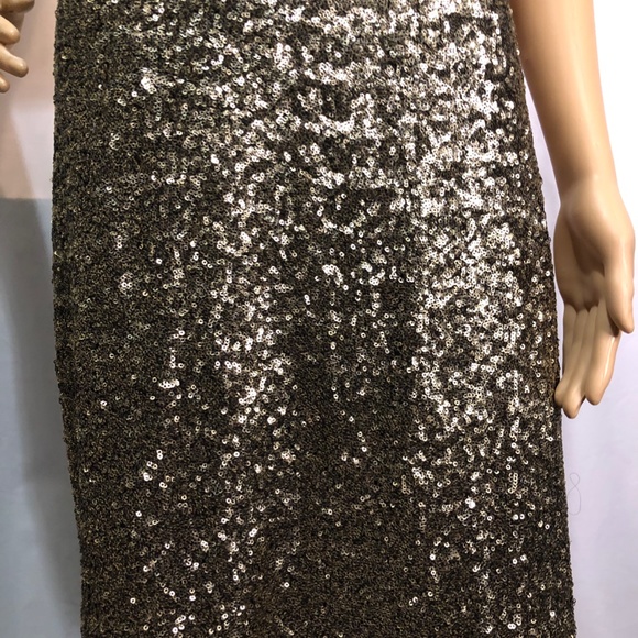 Antonio Melani Bronze And Gold Halter Dress With Sequins, Size 6 - Picture 11 of 11